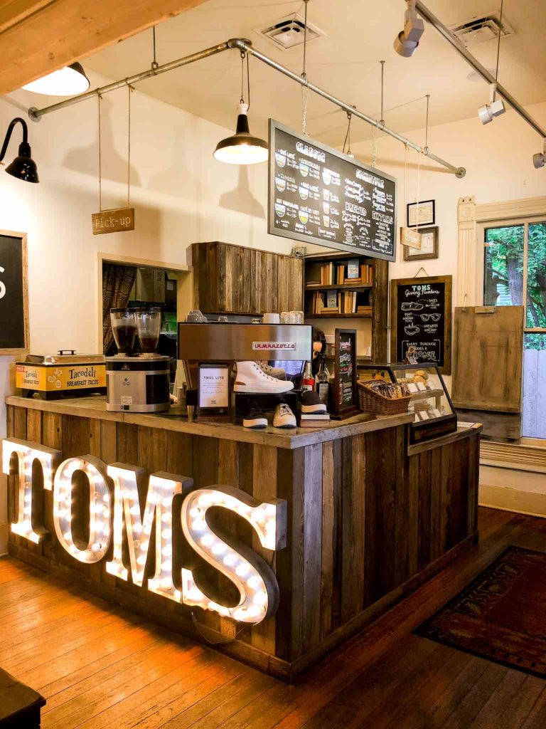 Coffee bar inside Tom's store on South Congress Austin